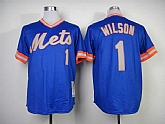 New York Mets #1 Mookie Wilson 1983 Mitchell And Ness Throwback Blue Pullover Stitched MLB Jersey Sanguo,baseball caps,new era cap wholesale,wholesale hats